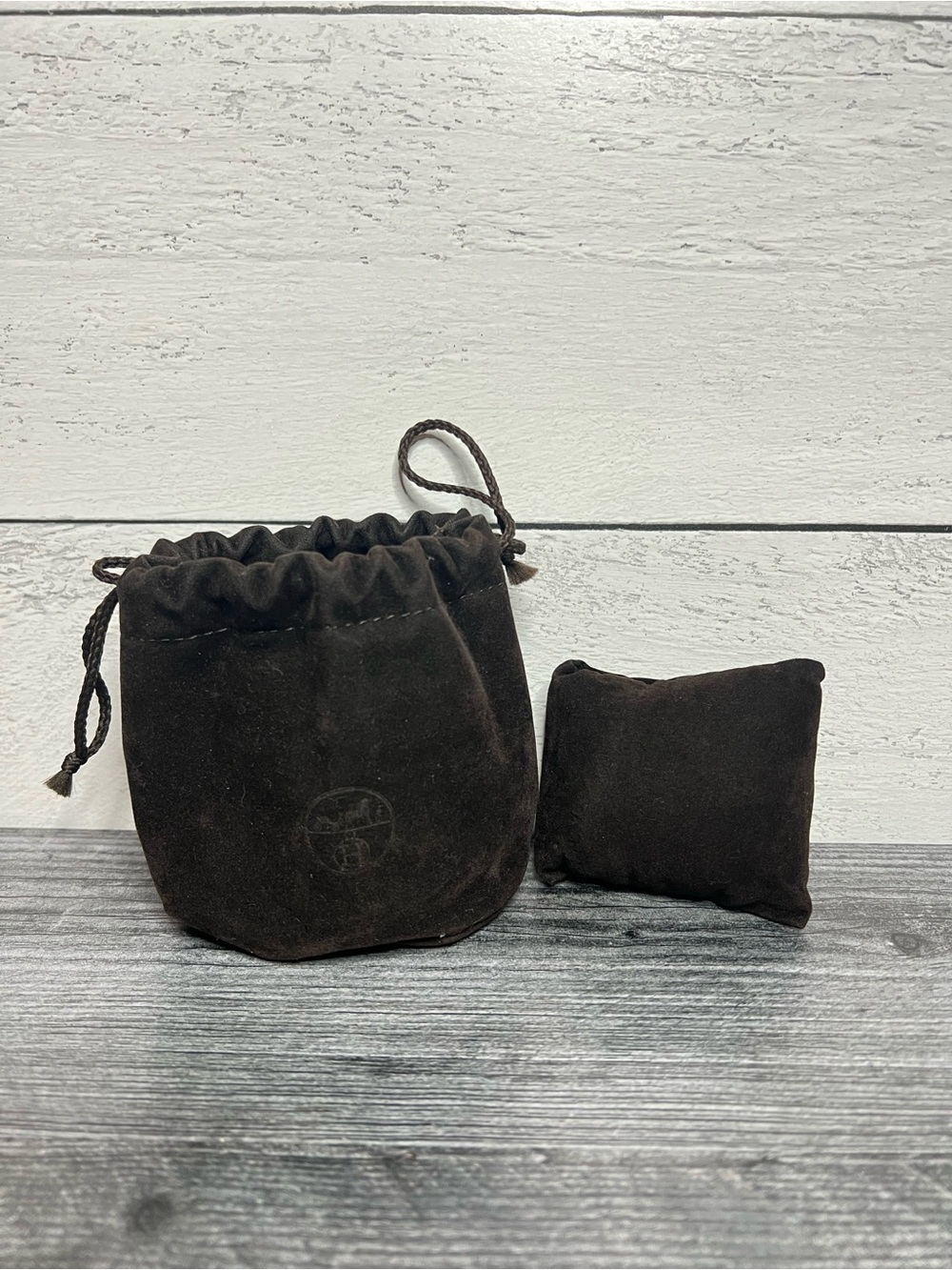 Authentic Hermes Velvet Drawstring Dusty and Pillow for Bangle - Dark Brown